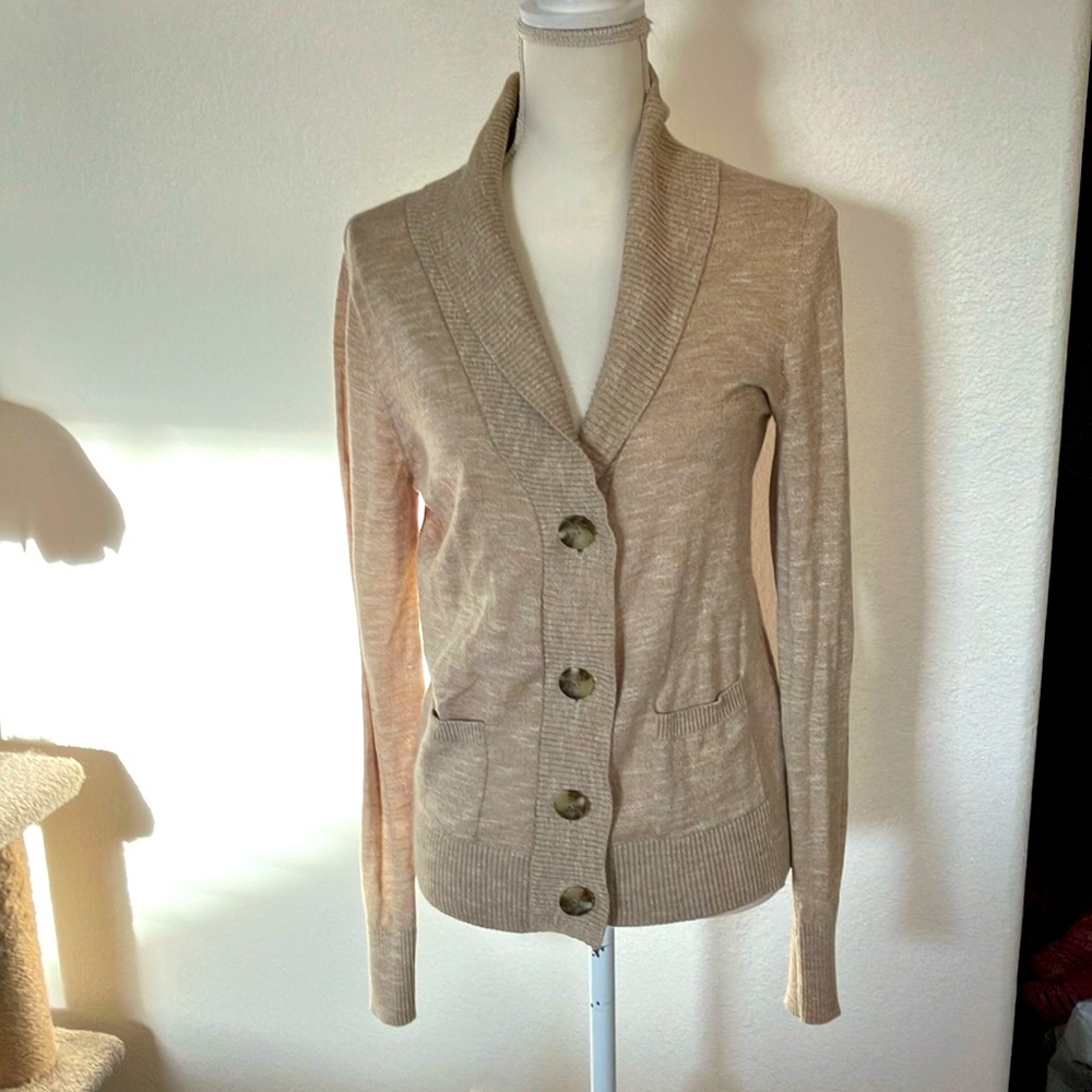 Y2k Beige Button-Up cardigan  Women's juniors Sweater Size:L/G juniors